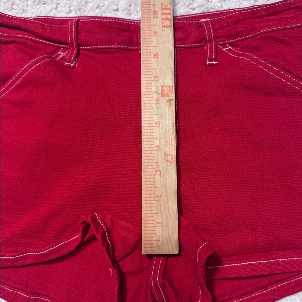 Dickies High Rise Red Shorts Size 11/30 White Stitching Y2K Workwear carpenter - Picture 6 of 7